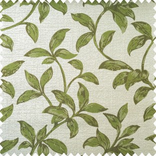 Green brown and cream color natural floral leaf design with texture finished background polyester main curtain